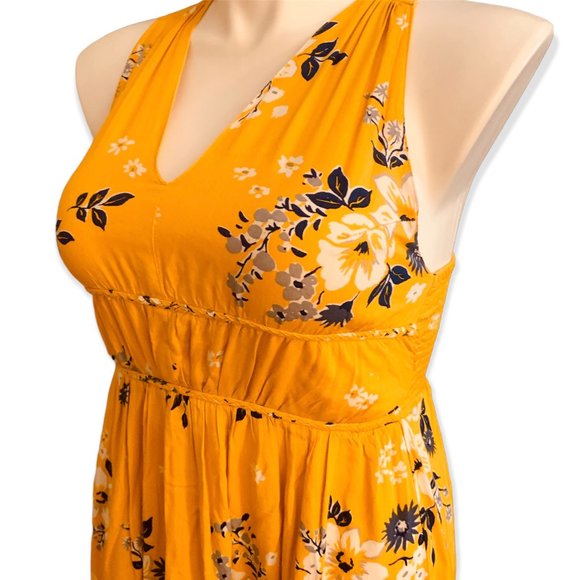 JAPNA | Yellow Floral Racerback Summer Maxi Dress | Sz S - Picture 5 of 15